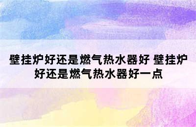 壁挂炉好还是燃气热水器好 壁挂炉好还是燃气热水器好一点